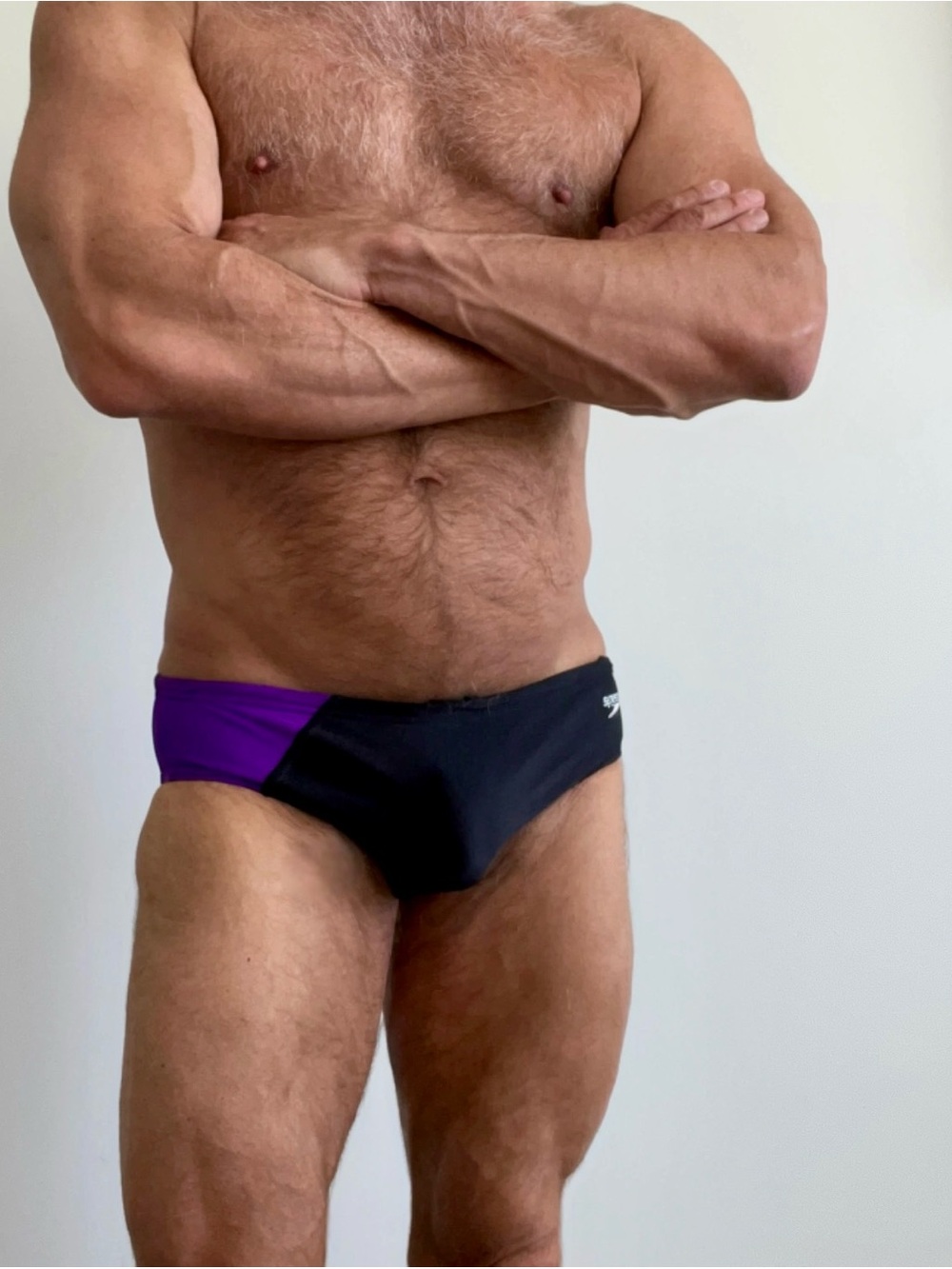 Men's Black & Purple Swim Brief - Speedo, Size 32, Performance Fit